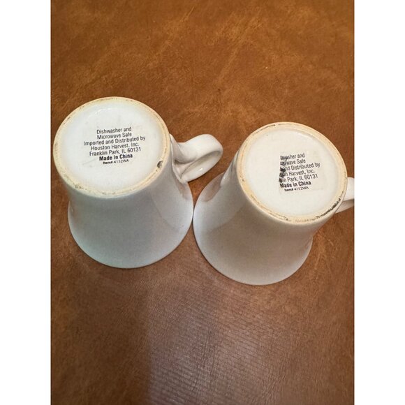 Set Of 2 White Ceramic Embossed Mugs "Celebrate" & "Indulge" Dishwasher & Microw - Picture 3 of 6